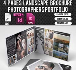 indesign模板－摄影手册模板：4 Pages Landscape Photography Brochure-V19